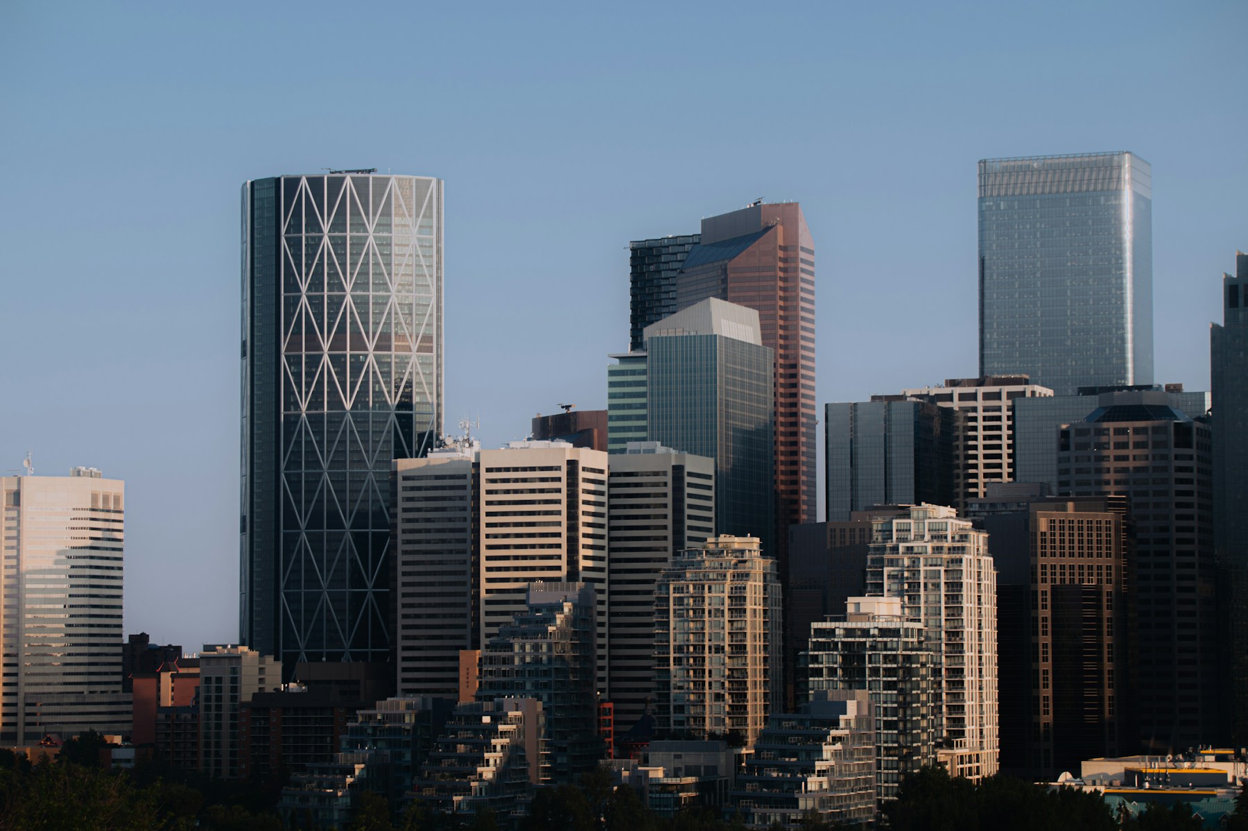 Downtown Calgary architecture, including The Bow