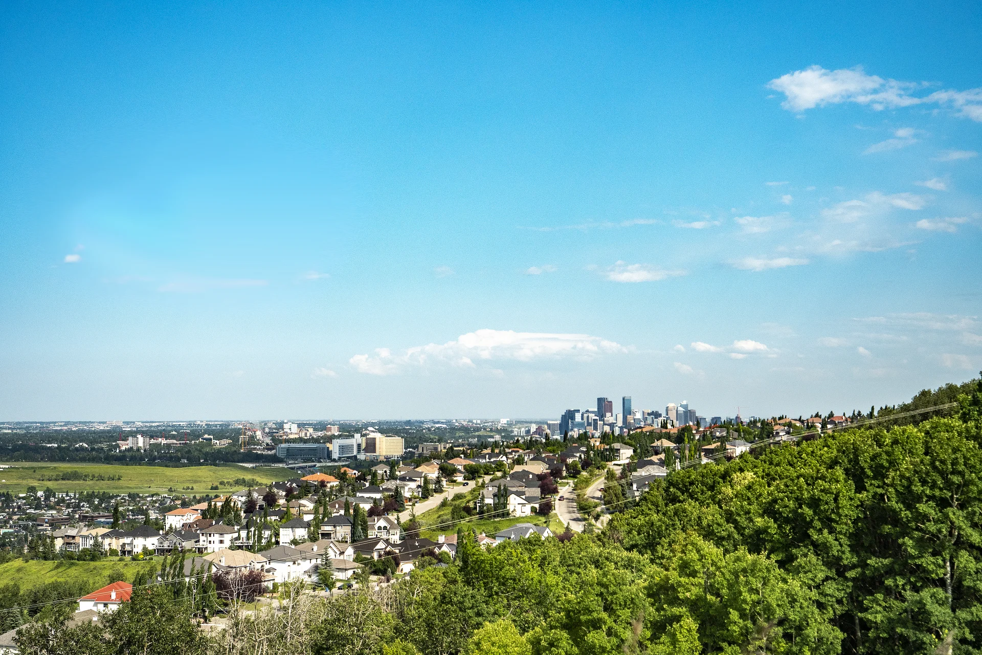 Photograph of Cougar Ridge archive city view over wooded slopes