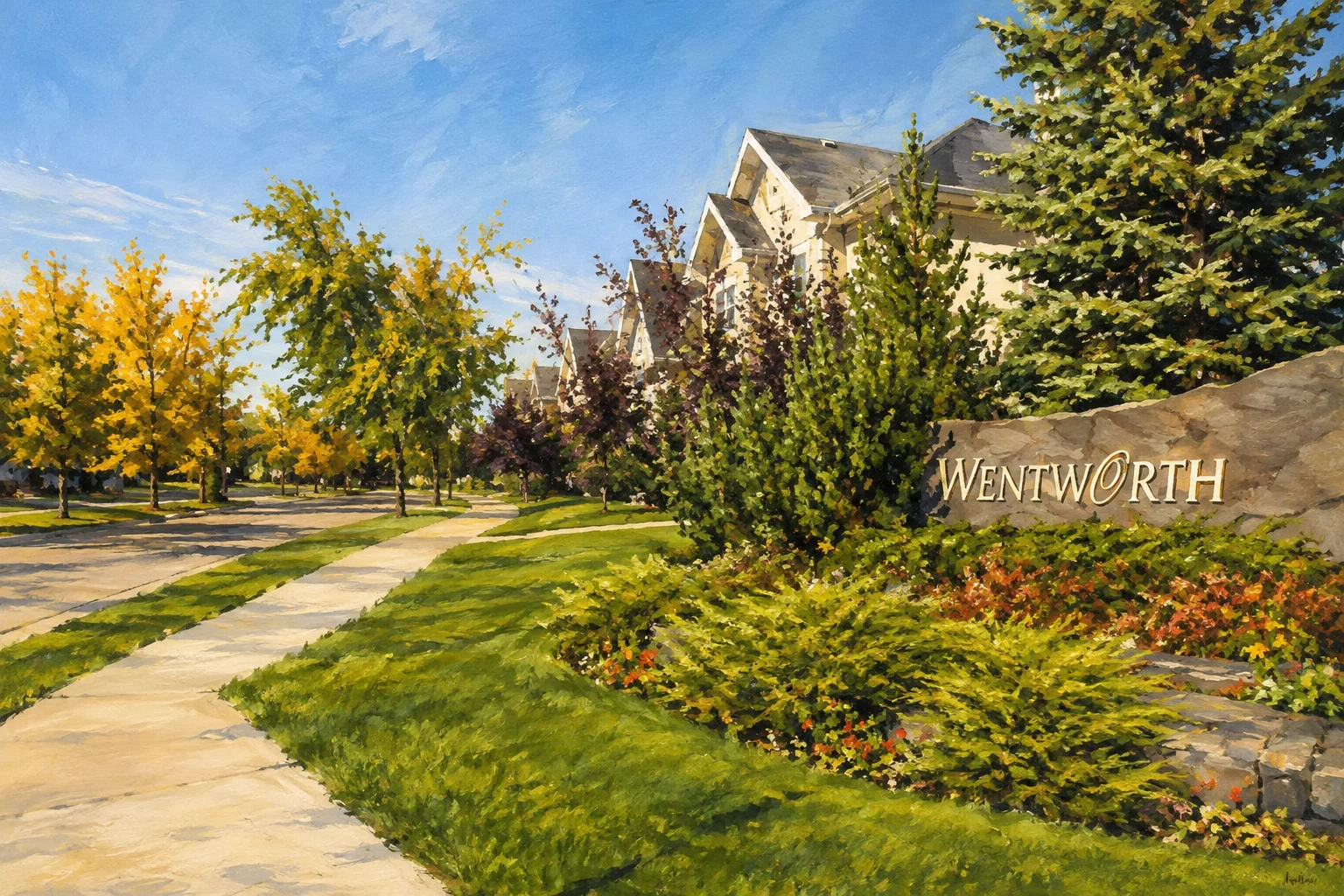 Painted view of Wentworth entrance within West Springs